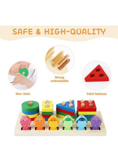 Children Wooden Fishing Set With Two In One Montessori Shape Cognitive Matching Hand Eye Coordination Puzzle Toy