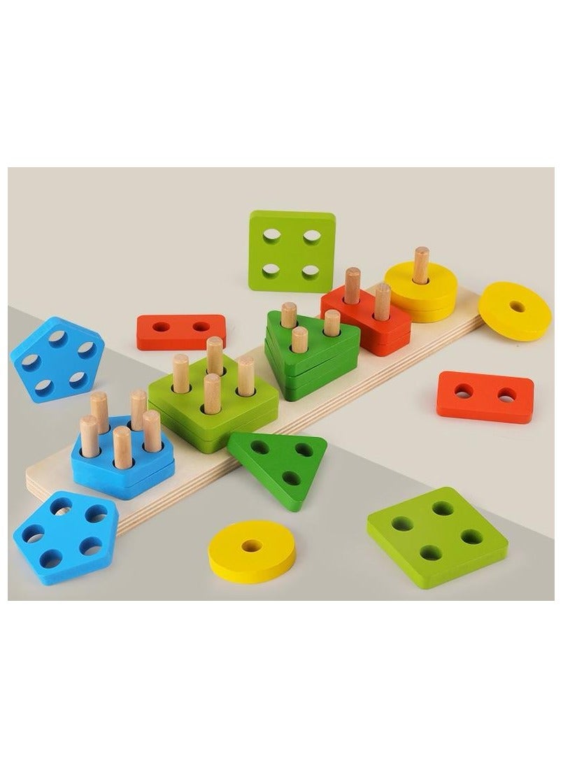 Children Wooden Fishing Set With Two In One Montessori Shape Cognitive Matching Hand Eye Coordination Puzzle Toy